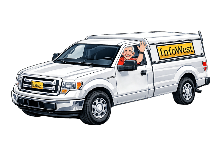 Fred arriving in the InfoWest truck