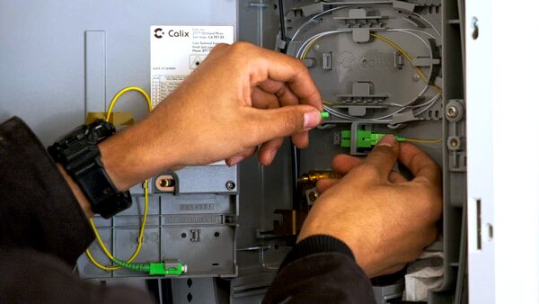 Fiber being installed at a home